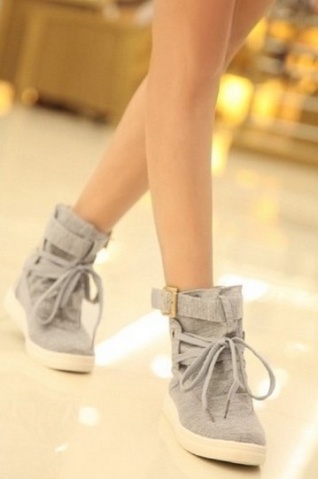 New Fashion Womens Flat Lace Up High Top Shoes Casual Ankle Boots Shoes Canvas Shoes Fashion