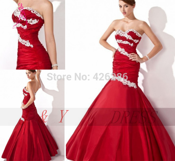... Prom-Dresses-Red-Mermaid-Satin-Lace-Bridesmaid-Dress-Evening-Size ... Prom-Dresses-Red-Mermaid-Satin-Lace-Bridesmaid-Dress-Evening-Size