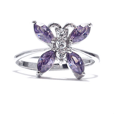 925 Sterling Silver Ring Butterfly Shape Purple Amethyst Marquise Cut ...