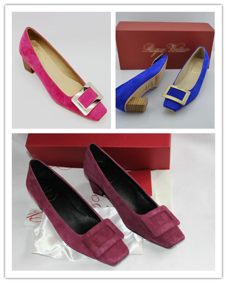 Quality Womens fashion brand shoes RV thick heel Shoes 2013 genuine leather suede sweet elegant Square