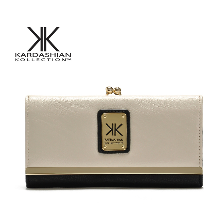Latest KK collection fashion big clip multi card holder color block long design kk women s