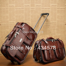 2013 travel bag genuine leather cowhide trolley luggage vintage travel bag  drag boxes luggage password box