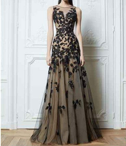 Black-lace-Applique-Evening-Formal-Prom-Party-Cocktail-Dresses-Wedding ...