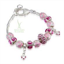 Top Sale European Style 925 Silver glass Bead Charm Bracelet Bangle for women Fashion Jewelry Many