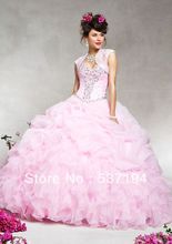 Free Shipping New Arrival Ball Gown Sweetheart Beaded Bodice Draped With Jacket Floor-length Pink Organza Quinceanera Dresses
