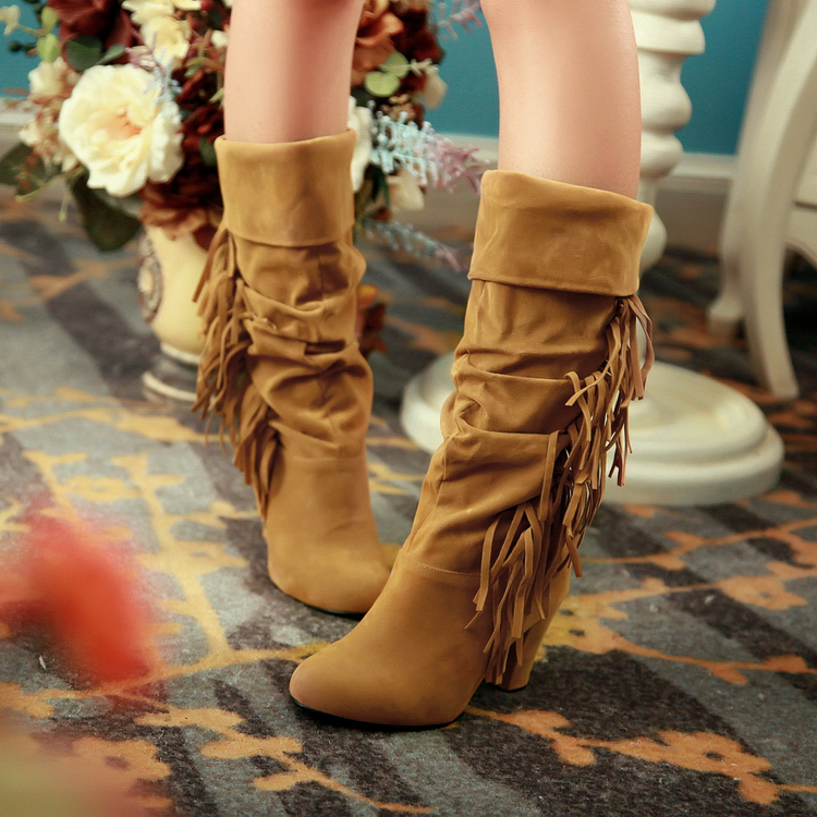 Big size US 4 12 2013 New Arrived Pointed Toe high heels Slip On Tassel Faux