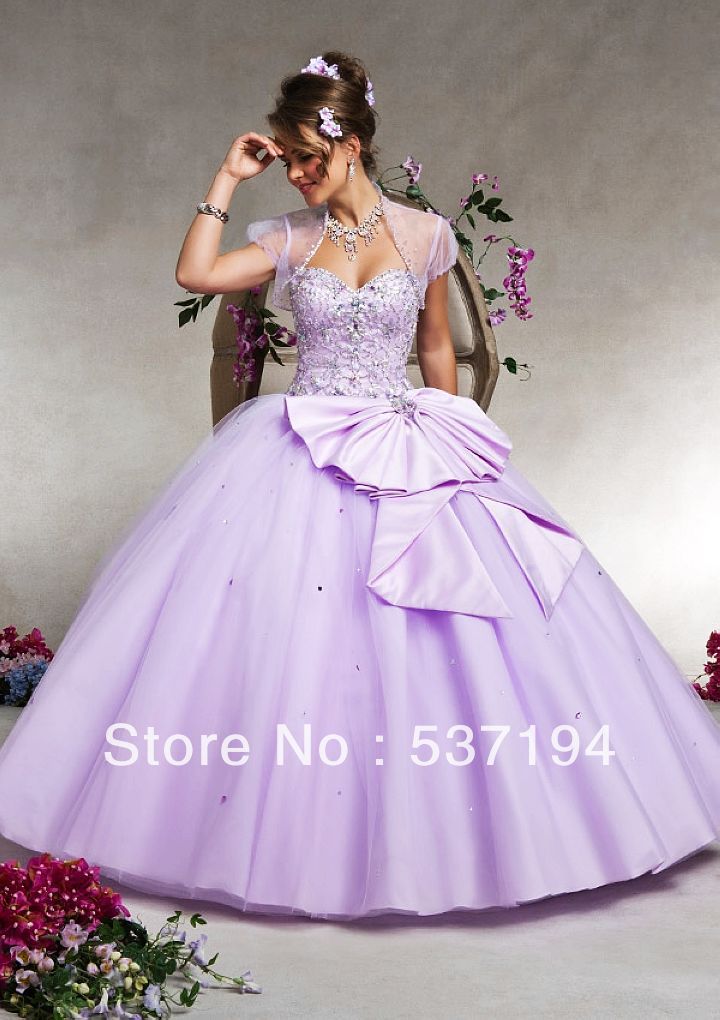 Free Shipping New Arrival Ball Gown Sweetheart Beaded With Bow Corset With Jacket Floor length Purple