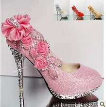 Women’s Shoes 2013 Summer High Heels Fashion Pumps For Women Rhinestone Flower Shoes Sexy Shoes For Wedding Free ShippinGG3004