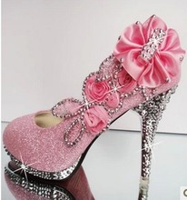 Sexy Woman Pumps Glitter Gorgeous Wedding Bridal Evening Party Crystal High Heels Women Shoes Fashion Bridal