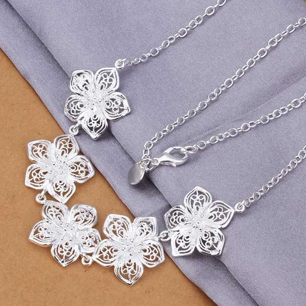 Christmas Gift Wholesale 925 Silver Necklaces Pendants Sterling Silver Jewelry Snow Flower Necklace SMTN336