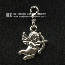 Christmas Gift Floating Charms Cupid Zinc Alloy Pendants Girl locket Charms, Fashion Jewelry Charm Women Necklace FDDZ353