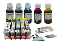 5 Empty Refillable ink cartridge with chip For HP 564 XL Photosmart D5460 D7560 +500ml Ink