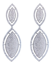 Office Ladies Deluxe Leaf Shape Drop Earrings White Color Cubic Zirconia Micro Pave Setting Women earring