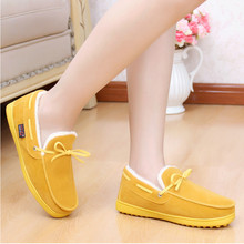 Autumn and winter Moccasins women’s shoes lacing plus velvet boots slip-resistant cotton-padded shoes driving shoes maternity