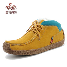 Autumn and winter genuine leather flat heel casual shoes sports women’s snail shoes flat slip-resistant maternity shoes cow