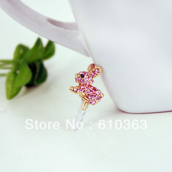 ornament alloy gift High Quality Rabbit Dust Plugs 18K Gold Rhinestone Phone Accessories plugs for cell