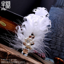 crystal gem pearl roll feather the bride wedding accessories hair accessory hair accessory marriage accessories