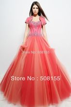 Free Shipping Fashion Sweetheart Watermelon Ball Gown Floor Length Satin&Organza Quinceanera Dress With Jacket LAQ007