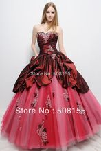 Free Shipping 2014 New Sweetheart Burgundy Ball Gown Floor Length Taffeta&Organza Quinceanera Dress With Jacket LAQ004