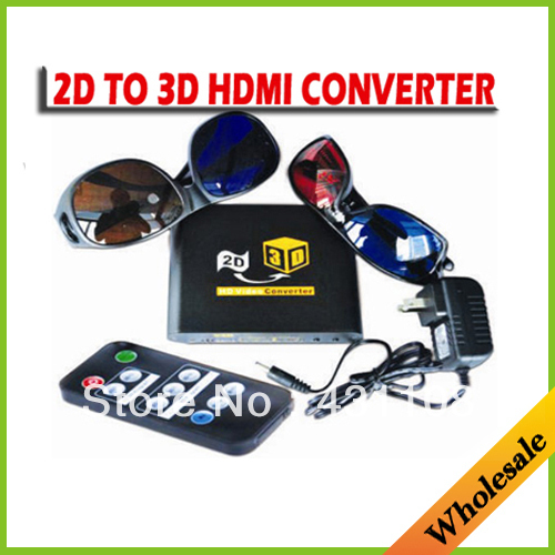 Free/Drop shipping Wholesale 2D to 3D converter Multi-Media Player 3D converter box for HDTV/3DTV/Game Console as HDMI splittler