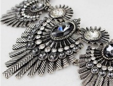 New Design Indian feathers Vintage Punk Crystal Necklace Pendant Statement Chunky Metal Fashion Jewelry For Women