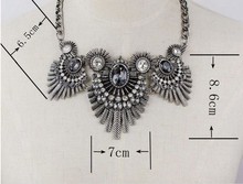 New Design Indian feathers Vintage Punk Crystal Necklace Pendant Statement Chunky Metal Fashion Jewelry For Women