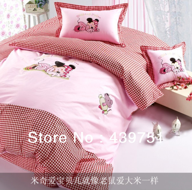 sale! Mickey mouse cartoon bedding sets for child 100% cotton/Pink bed ...