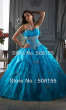 Free Shipping Hot Sale Sweetheart Off Shoulder Blue Ball Gown Organza Quinceanera Dress Custom Size LAQ088