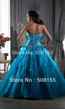 Free Shipping Hot Sale Sweetheart Off Shoulder Blue Ball Gown Organza Quinceanera Dress Custom Size LAQ088