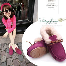 Winter genuine leather plus velvet Moccasins flat cotton-padded shoes wool thermal maternity women’s shoes casual shoes