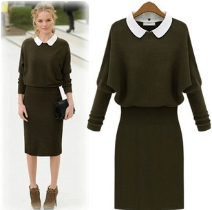 new 2015 autumn winter long sleeve knit dress bottoming Slim fashion dress in Europe and America