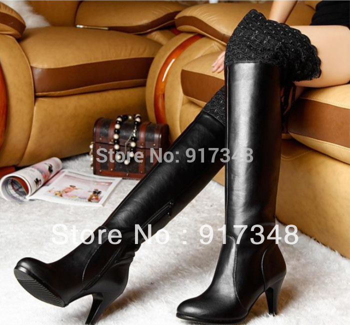Women s Genuine Leather Shoes Thigh High Boots With Lace for Women EU Plus Size 40