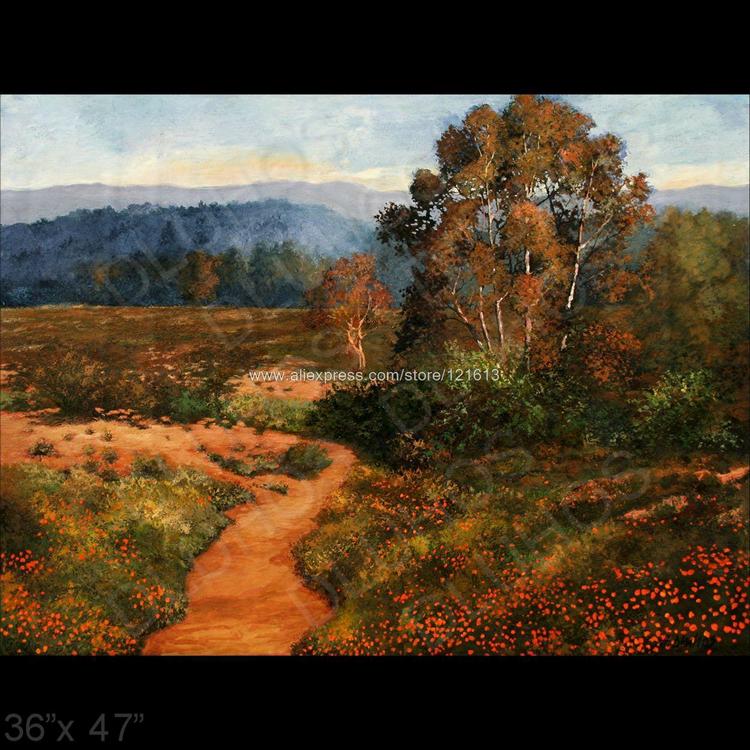 california paisagem árvores pinceladas de arte da pintura a óleo 