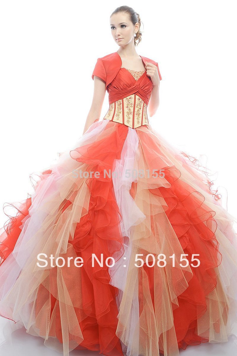 Free Shipping New Arrival Short Sleeeve Ball Gown Floor Length Organza Cheap Quinceanera Dress Custom Size