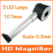 10 X 21 mm LED lupa de mano de aumento iluminado lupa con la escala para joyas de Jade identificación