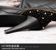Free shipping 2013 new fashion elastic stovepipe jackboot comfortable and warm diamond decoration winter boots leather
