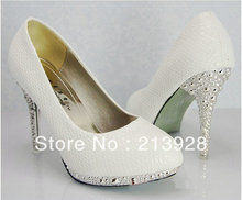 Selling White snakeskin pattern women high-heeled shoes 10cm high heel bridal shoes Europe Size 35-39 Wedding shoes Shoes 1pair