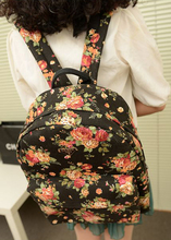 Korea style Canvas bag student school bag preppy style vintage floral print cloth backpack casual female bags