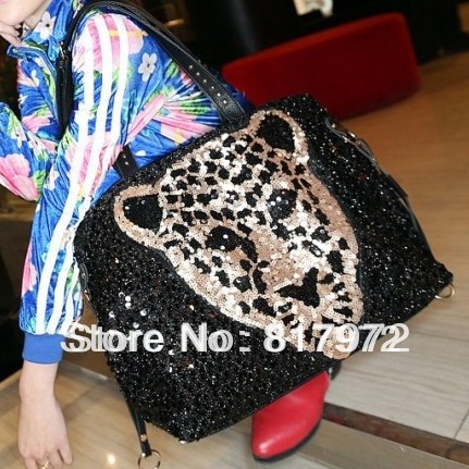 Black paillette women s handbag big bags 2013 women s summer handbag girls personalized vintage saddle