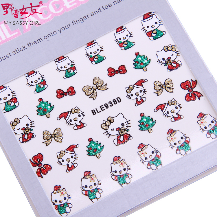 Sassy girl nail art applique finger sticker christmas 3d bride ...