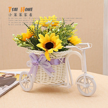 Wicker bicycle flower basket decoration home accessories pen accessories storage desk