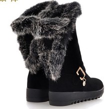 Korean version of casual winter new inner-storey flat side zipper boots snow boots fur boots women