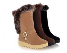 Korean version of casual winter new inner storey flat side zipper boots snow boots fur boots