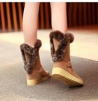 Korean version of casual winter new inner storey flat side zipper boots snow boots fur boots