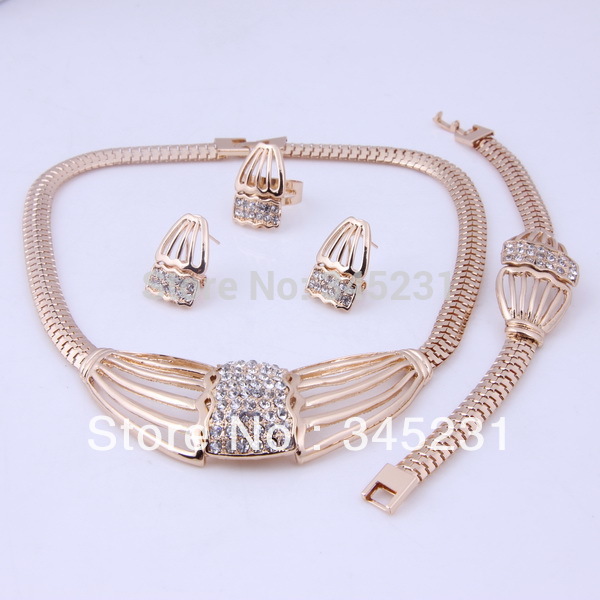 Free shipping 2014 fashion indian gold plated rhinestone jewelry sets ...