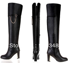 Genuine Leather Shoes Thigh High Boots Over Knee High Heel Boots for Women EU Plus Size 43 44 45 US 8.5 9.5 10 11 11.5 12 12.5