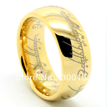 Mens Band The Lord of the Rings Elvish Etched Tungsten Ring Hobbit 18K Gold PL SIZE