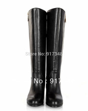 Women s Black Genuine Leather Riding Knight Boots Knee High Winter Boot EU Plus Size 40