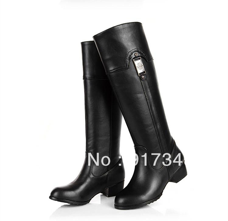 Black Genuine Leather Riding Knight Boots For Women Knee High Jackboot Boot EU Size 40 41