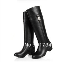 Black Genuine Leather Riding Knight Boots For Women Knee High Jackboot Boot EU Size 40 41 42 43 44 45 US 8.5 9.5 10 11 11.5 12
